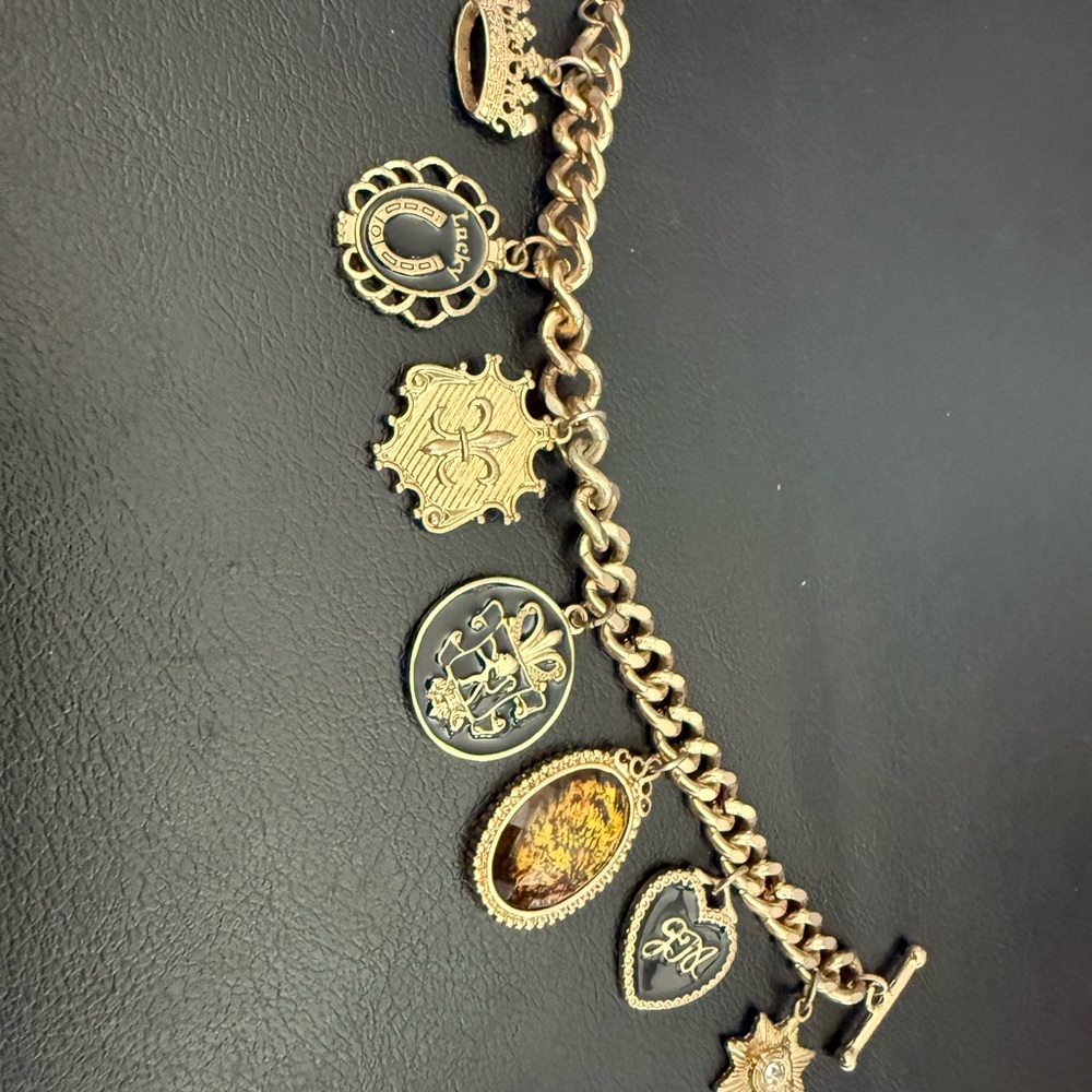 Juicy Couture Gold and Black Vintage Charm Bracelet
